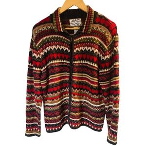 HEIRLOOM COLLECTIBLES Sweater Full Zip Heart Nordic Design Beautiful Women’s